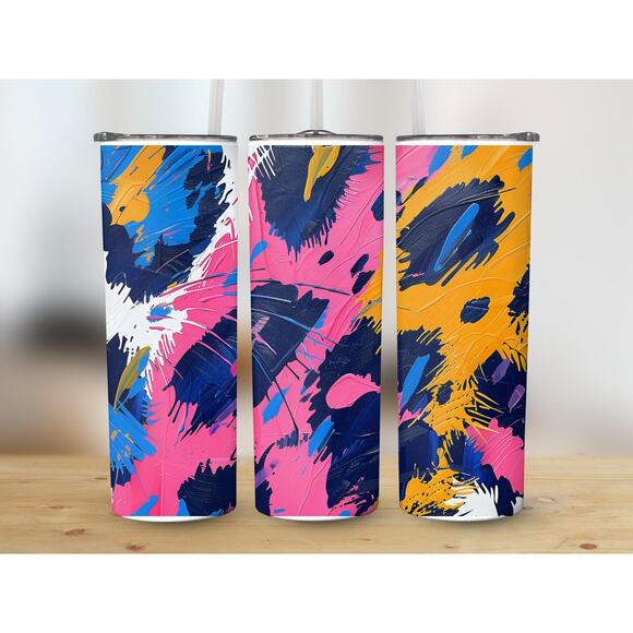 Abstract Animal Print Tumbler Wrap, Sublimation Art, Colorful Cheetah Pattern - Picture 2 of 4